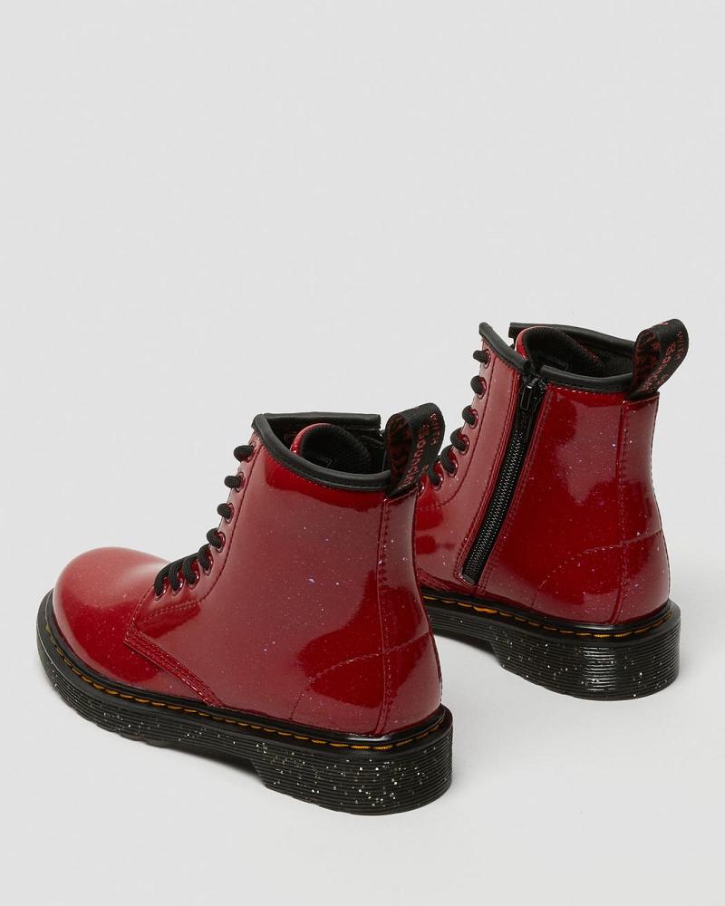 Red Kids' Dr Martens Junior 1460 Glitter Lace Up Boots | CA 675FDN